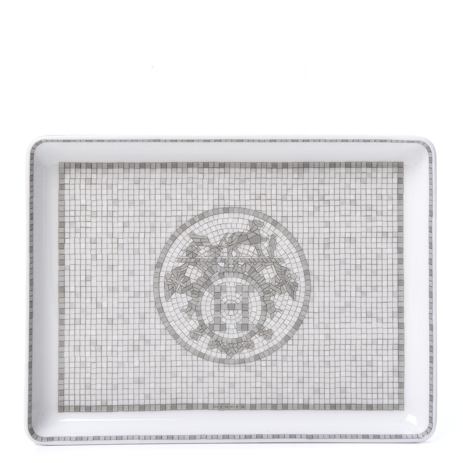 Hermes Porcelain Mosaique Au 24 Sushi Plate Platine 1 of 5