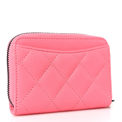 Chanel Lambskin Quilted Zip Around Coin Purse Pink 3 of 8