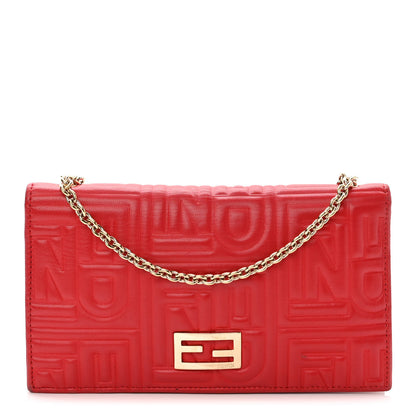 Fendi Nappa Logo Embossed Long Wallet on Chain Rosso 1 of 12