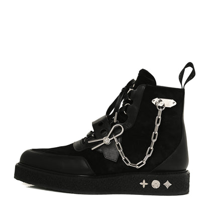 Louis Vuitton Calfskin Suede Mens Creeper Ankle Boots 9.5 Black 1 of 8