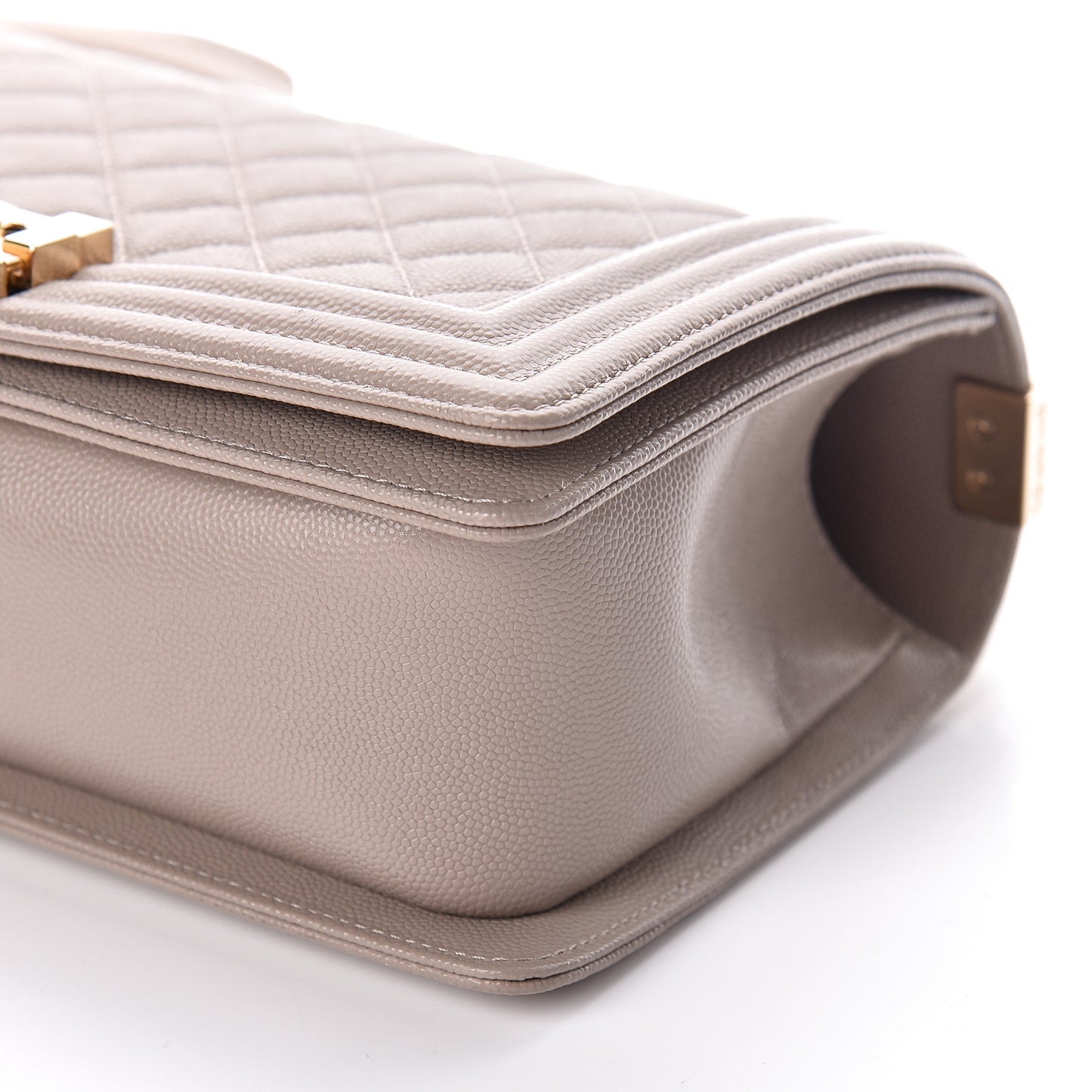 Caviar Quilted Medium Boy Flap Dark Beige