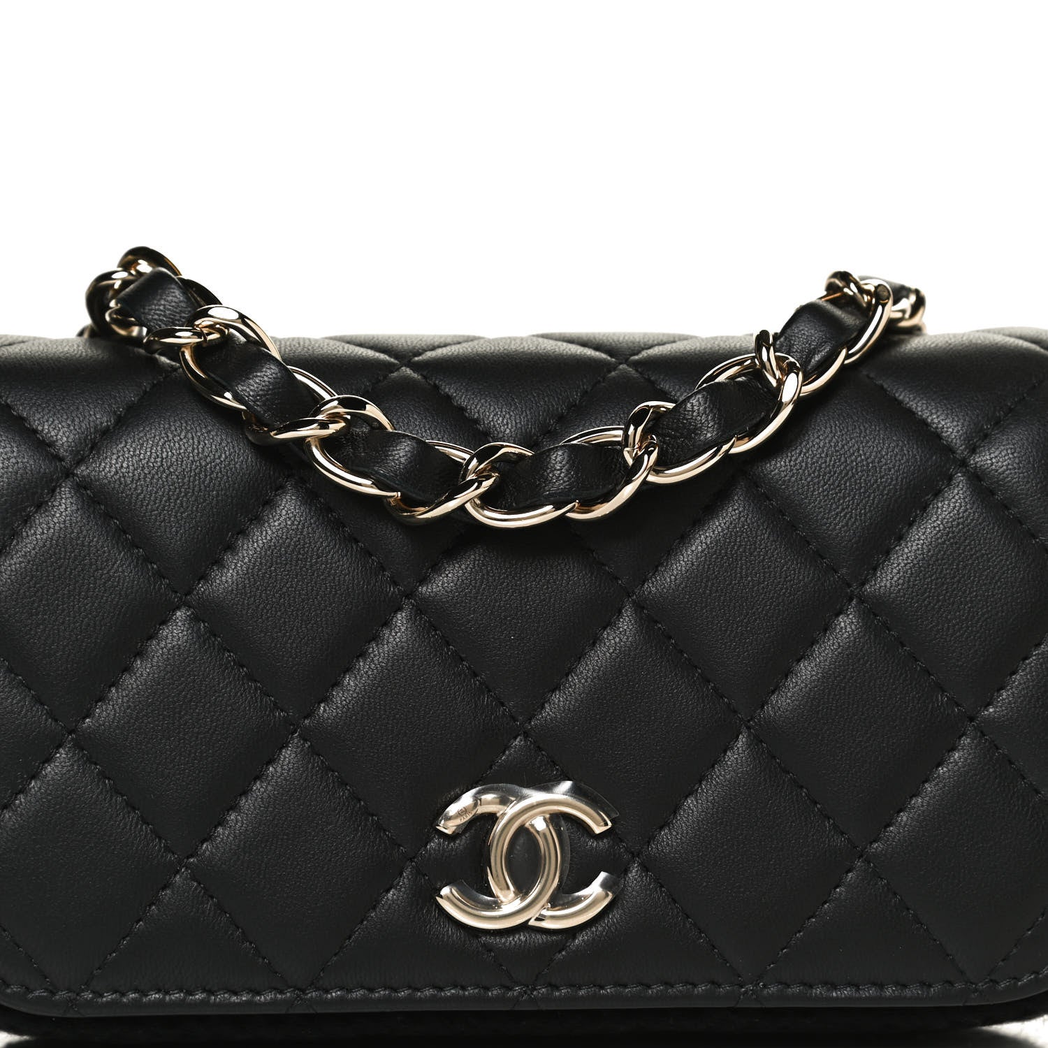 Chanel Lambskin Crochet Quilted Flap Phone Holder Black 9 of 12
