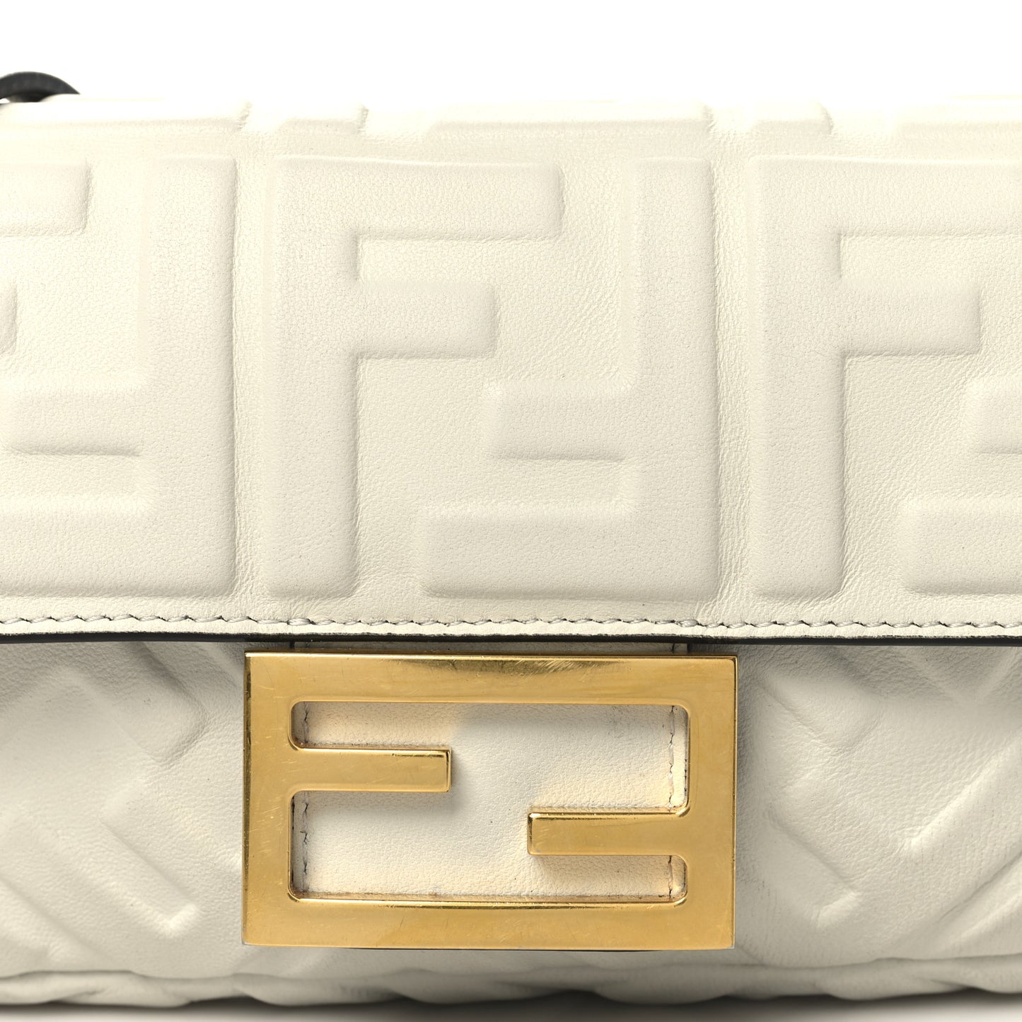 Nappa FF 1974 Embossed Mini Baguette White