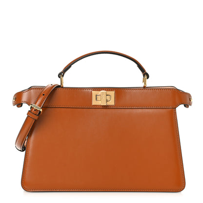 Fendi Vitello King Luxor Shiny Nappa Medium Peekaboo I SEE U East West Satchel Brandy Light Rose 1 of 9