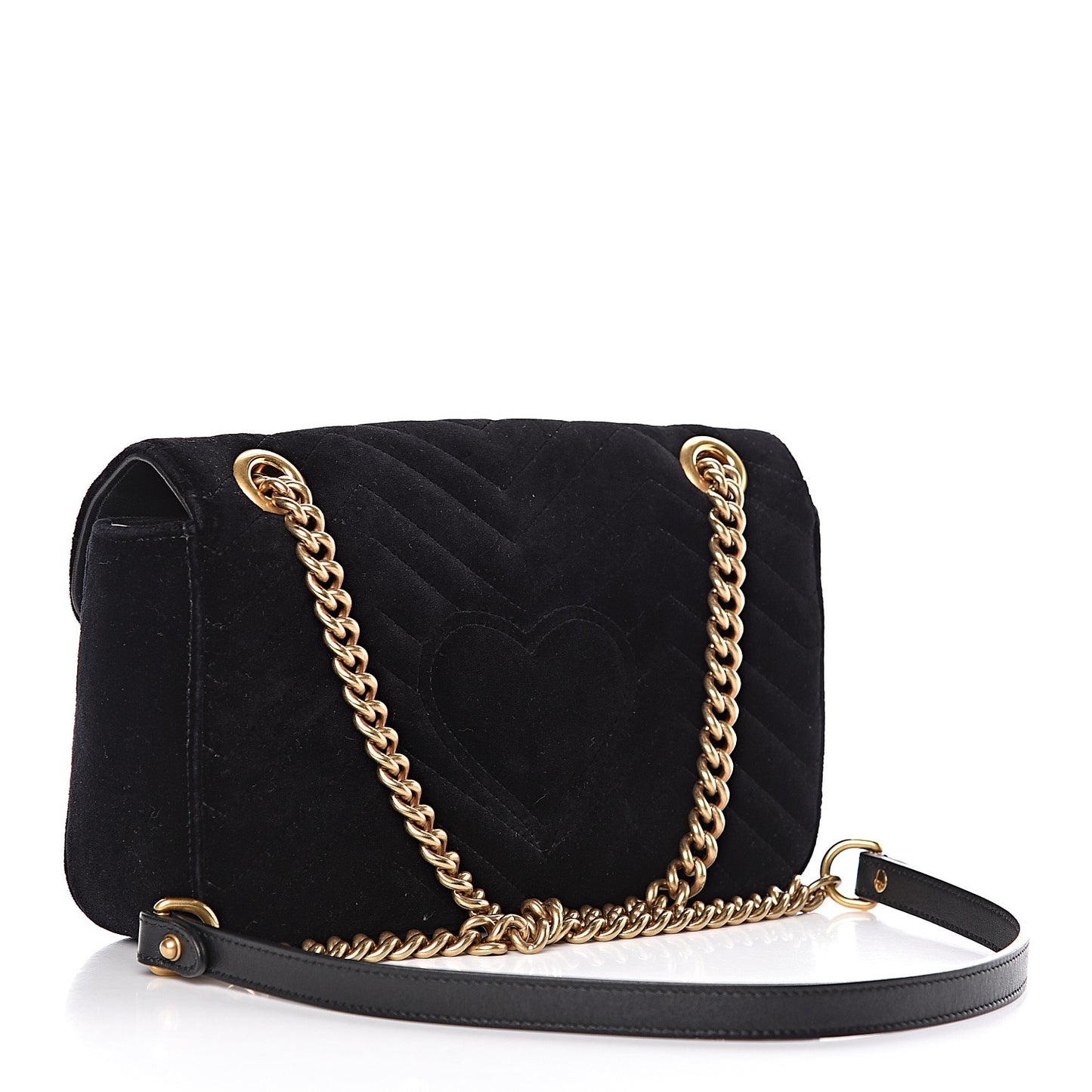 Velvet Matelasse Small GG Marmont Shoulder Bag Black