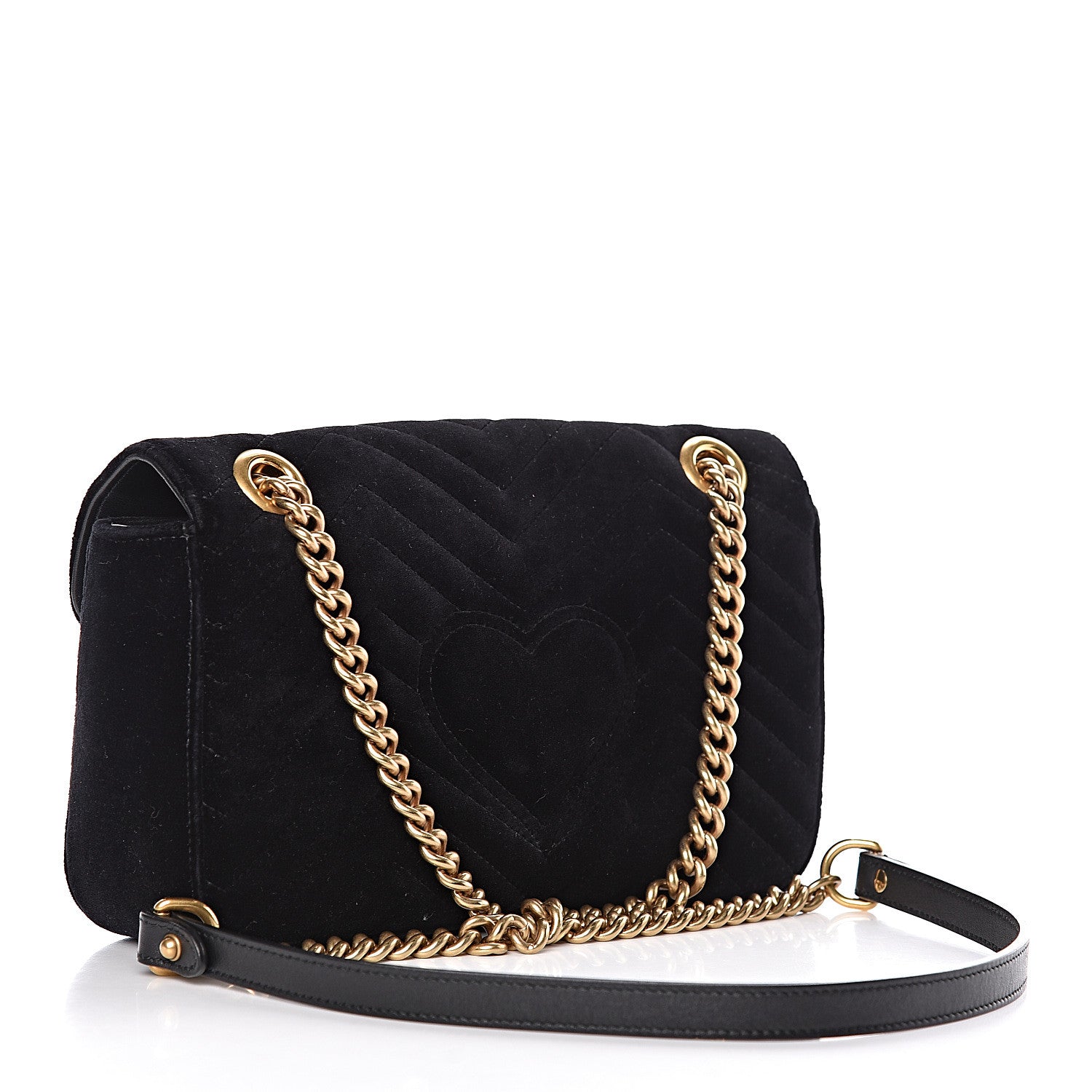 Gucci Velvet Matelasse Small GG Marmont Shoulder Bag Black 3 of 12