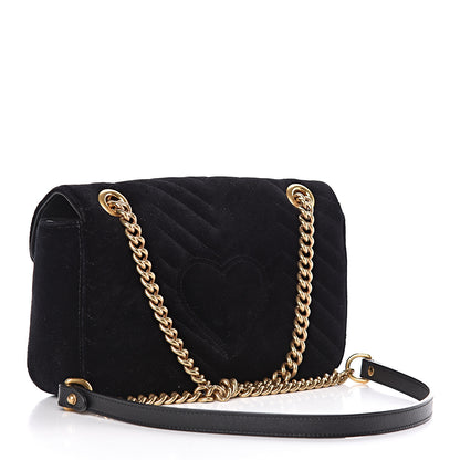 Gucci Velvet Matelasse Small GG Marmont Shoulder Bag Black 3 of 12