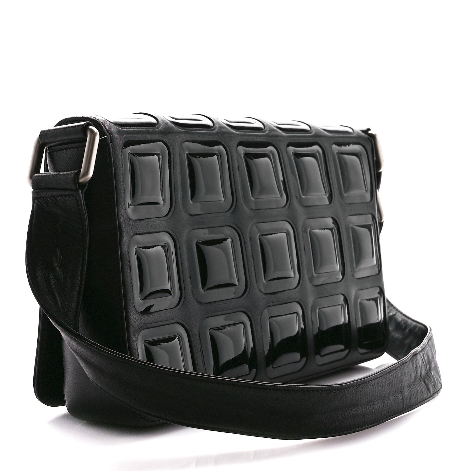 Chanel Lambskin Patent Cube CC Flap Black 3 of 11