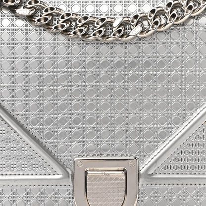 Christian Dior Metallic Patent Micro-Cannage Medium Diorama Flap Bag Silver 7 of 10