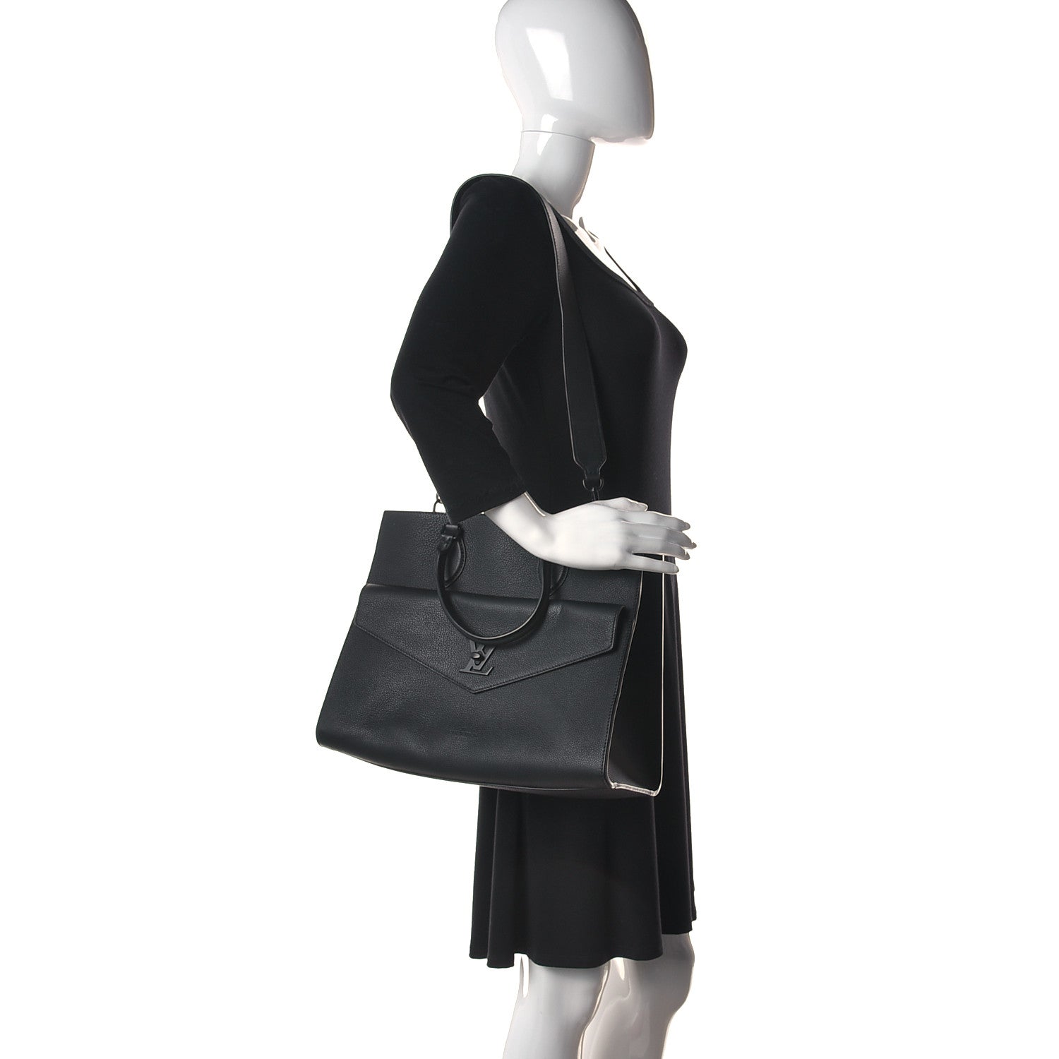 Louis Vuitton Soft Calfskin Lockme Tote MM Black 2 of 11