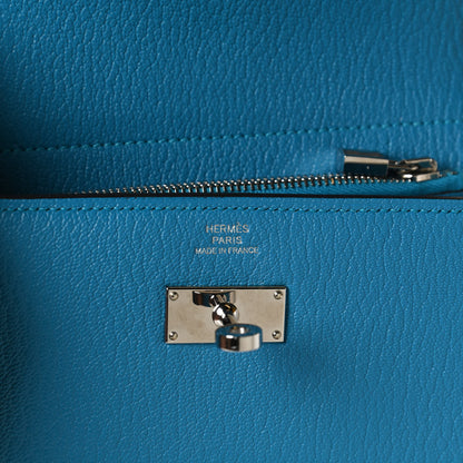 Hermes Chevre Mysore Medium Kelly Wallet Bleu Zanzibar 6 of 10