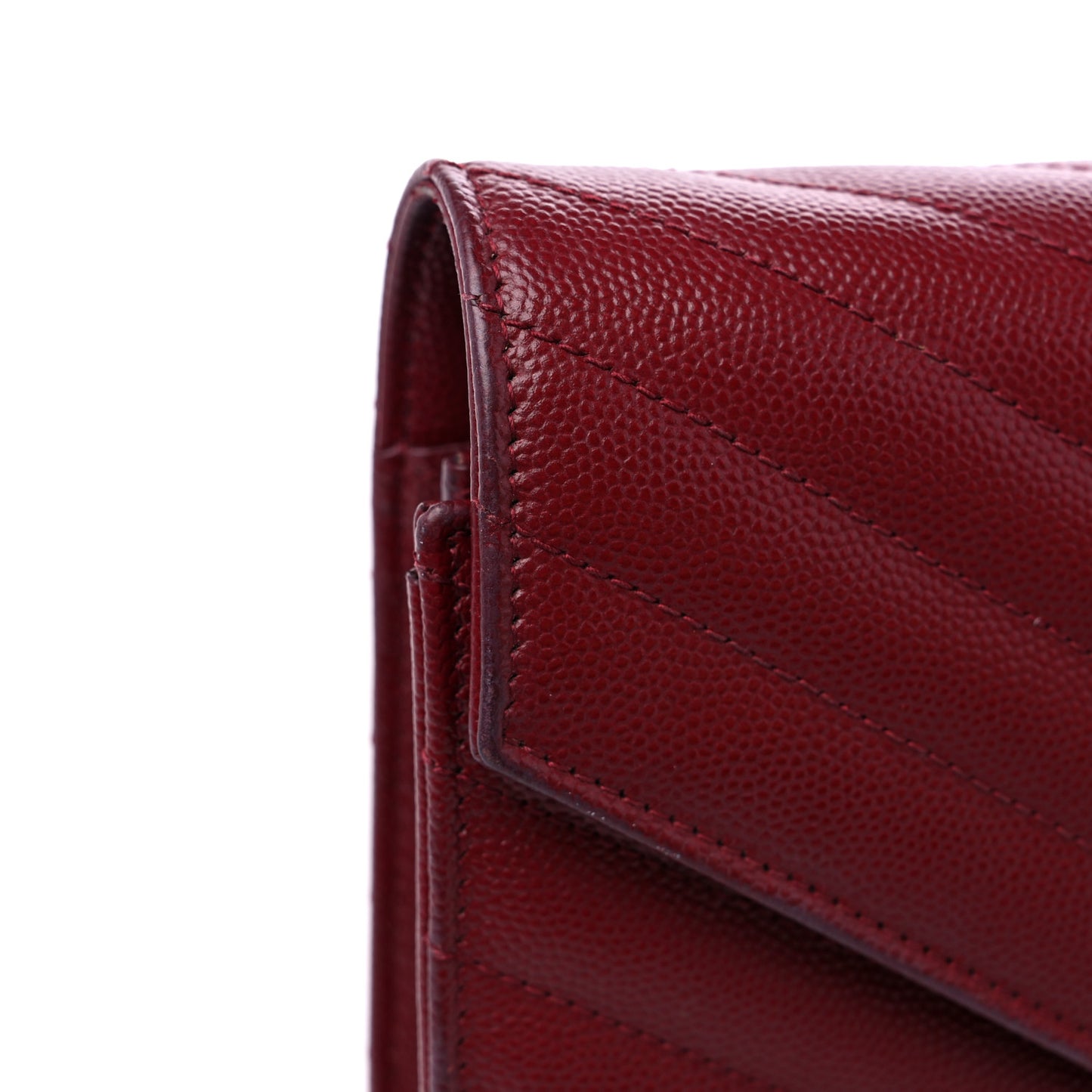 Grain De Poudre Matelasse Chevron Monogram Chain Wallet Palissandre