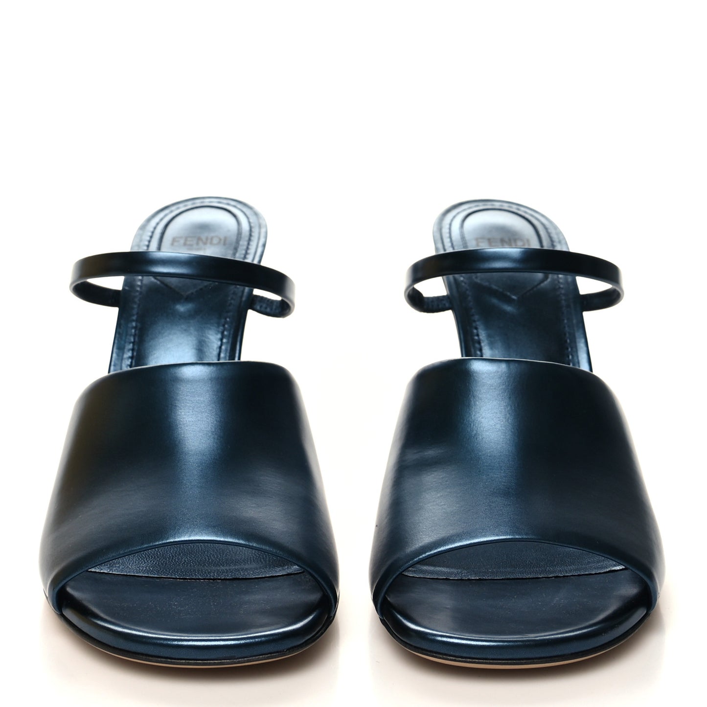 Metallic Calfskin Fendi First 95mm Slide Sandals 37.5 Perfect
