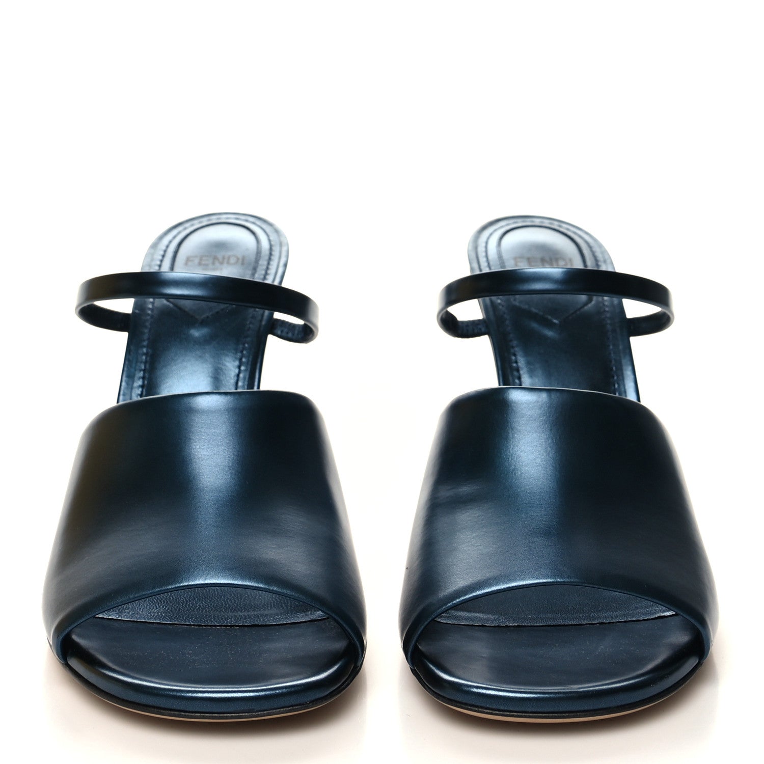 Fendi Metallic Calfskin Fendi First 95mm Slide Sandals 37.5 Perfect 2 of 8