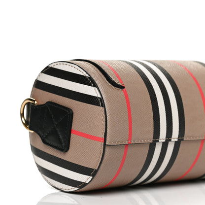 Burberry E-Canvas Calfskin Stripe Icon Barrel Bag Archive Beige 7 of 10