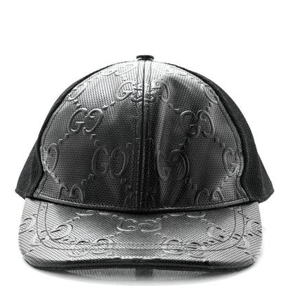 Gucci Calfskin Mesh GG Tennis Embossed Gary Baseball Hat M Black 9 of 18