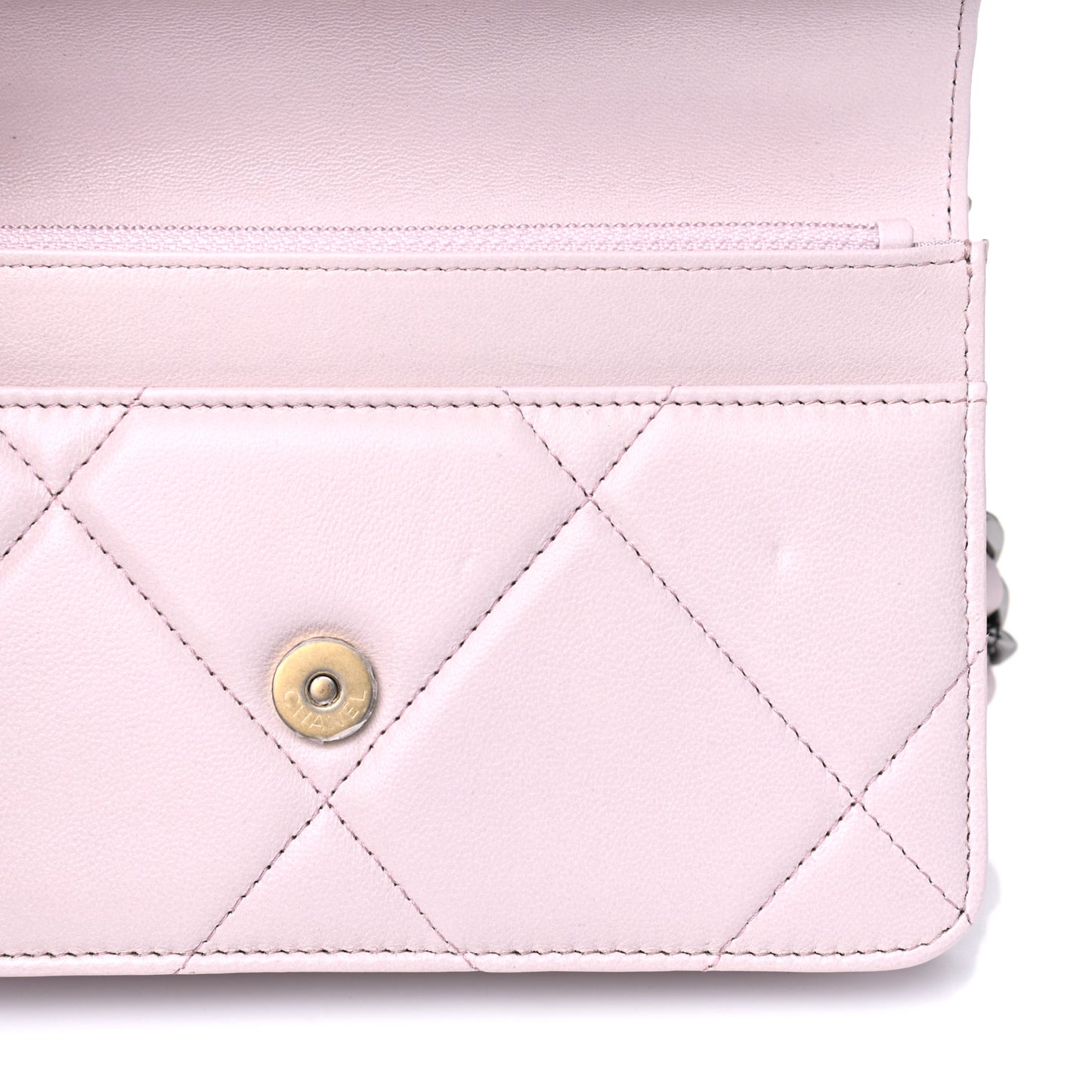 Lambskin Quilted Chanel 19 Wallet On Chain WOC Light Purple