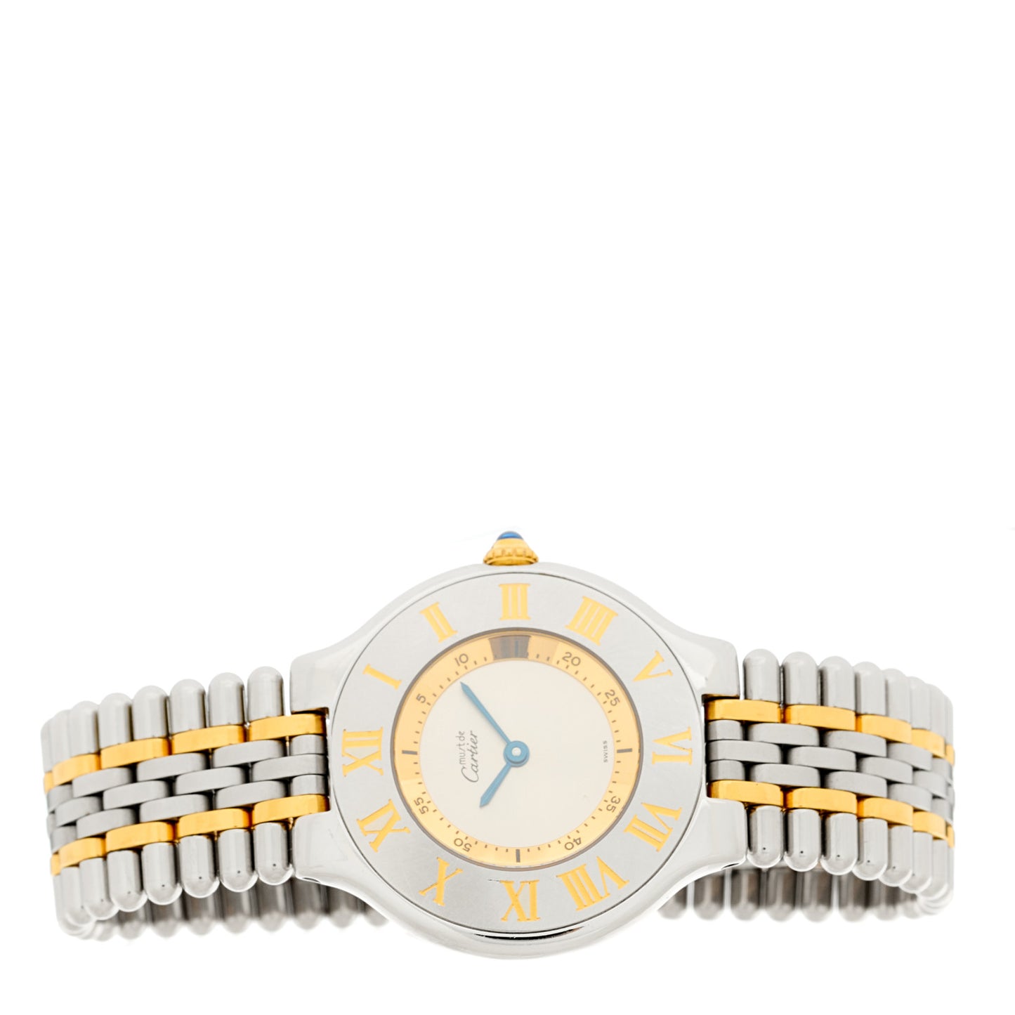 Stainless Steel 18K Yellow Gold 31mm Must De 21 Bullet Link Quartz Watch