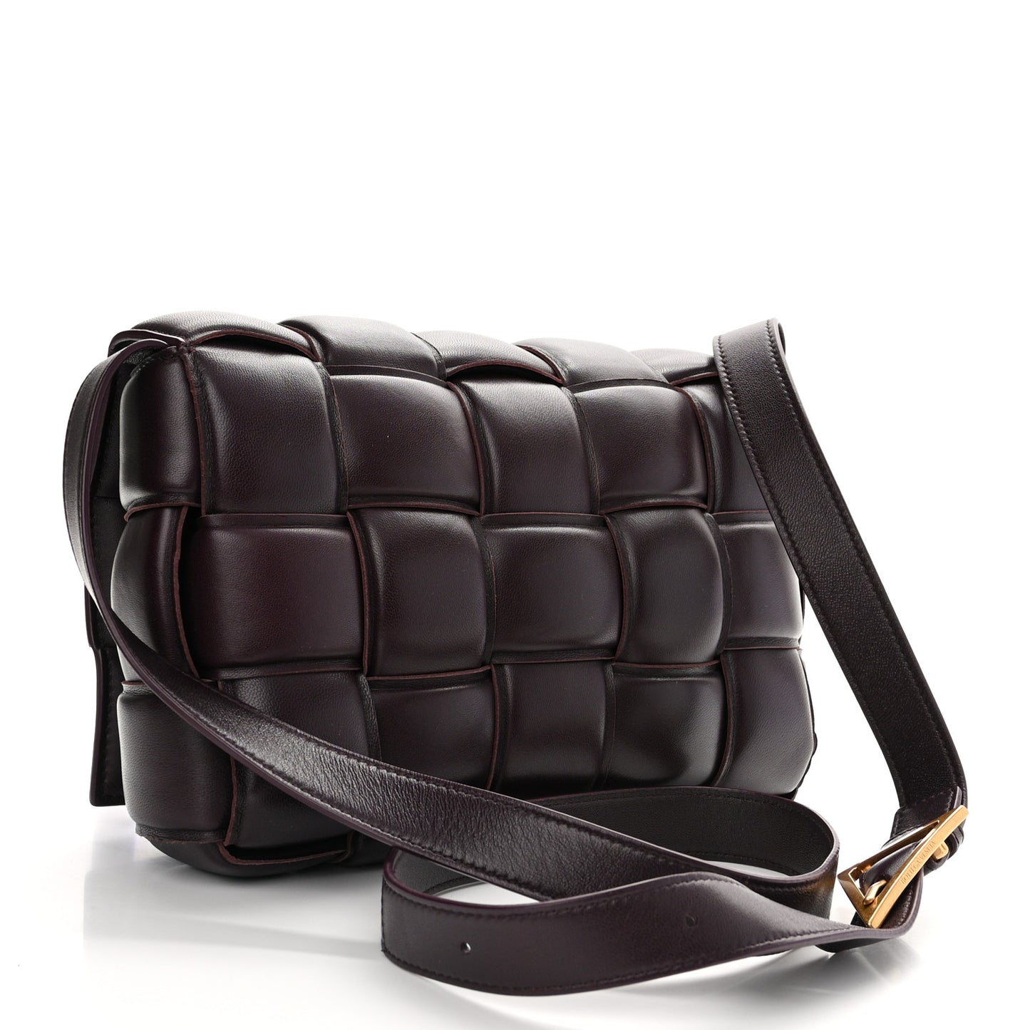 Nappa Maxi Intreccio Padded Cassette Crossbody Bag Grape