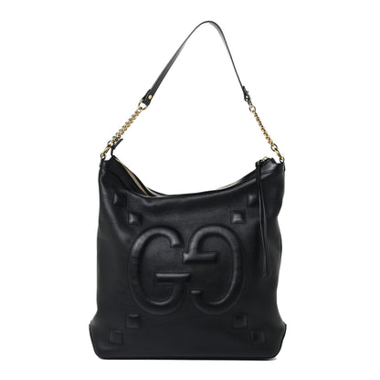Gucci Apollo Calfskin GG Dadini Embroidered Chain Hobo Black 1 of 13