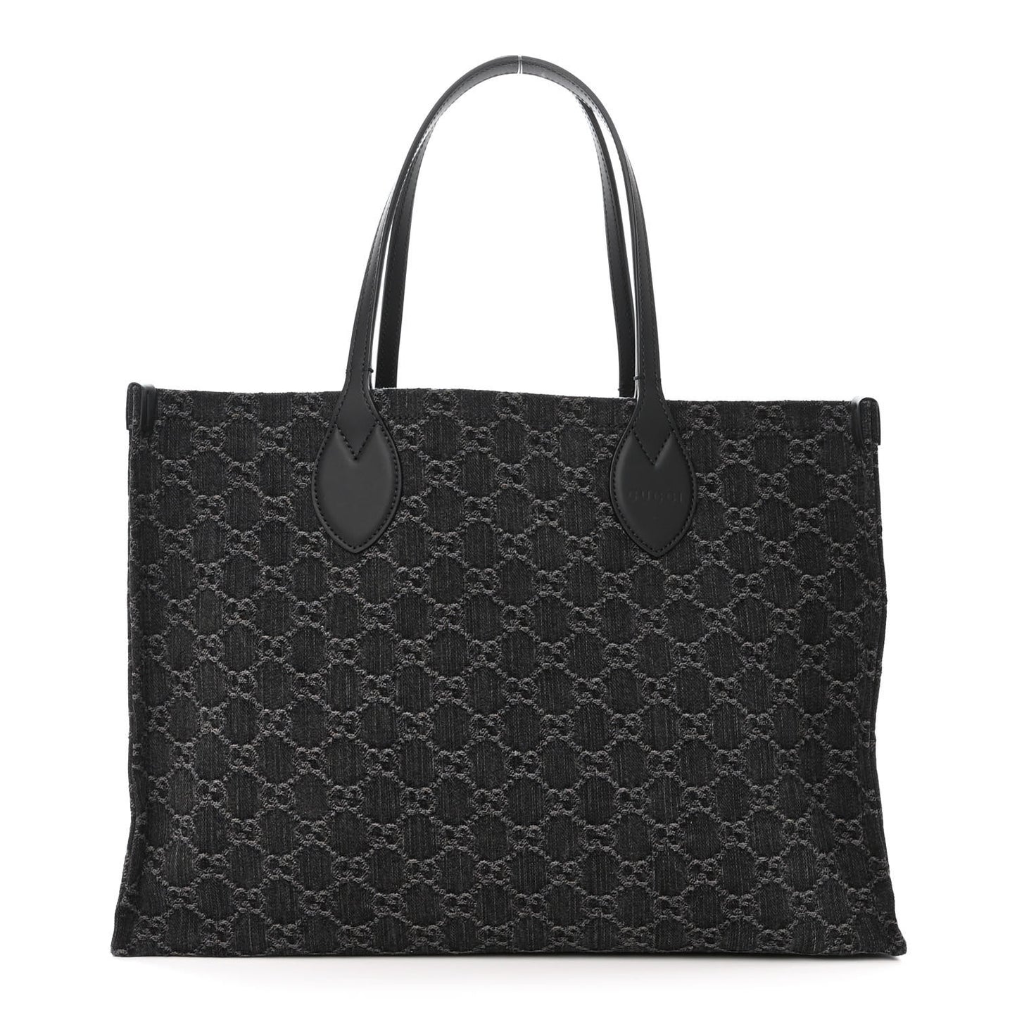 Denim Ophidia GG Monogram Large Tote Black Grey