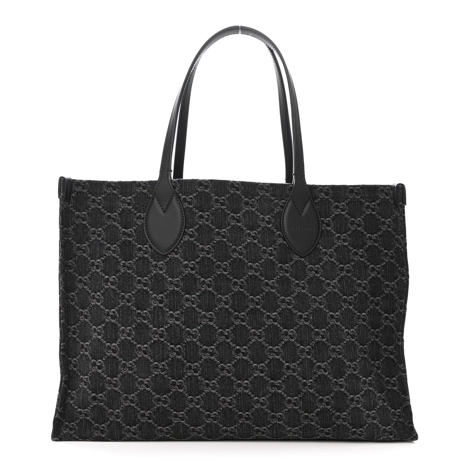 Gucci Denim Ophidia GG Monogram Large Tote Black Grey 3 of 12