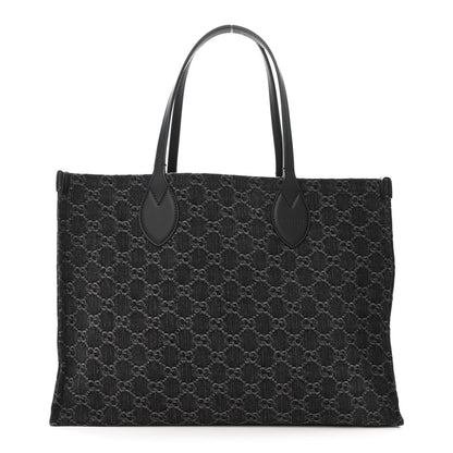 Gucci Denim Ophidia GG Monogram Large Tote Black Grey 3 of 12