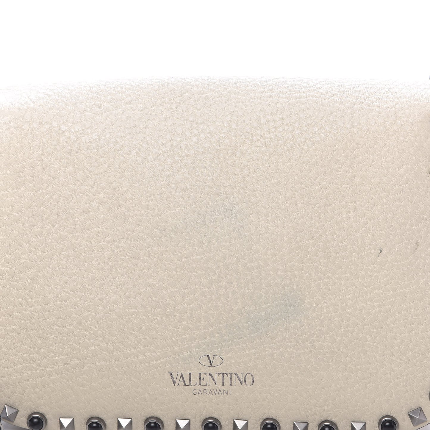 Pebbled Calfskin Onyx Medium Guitar Strap Rockstud Rolling Flap Saddle Bag Ivory