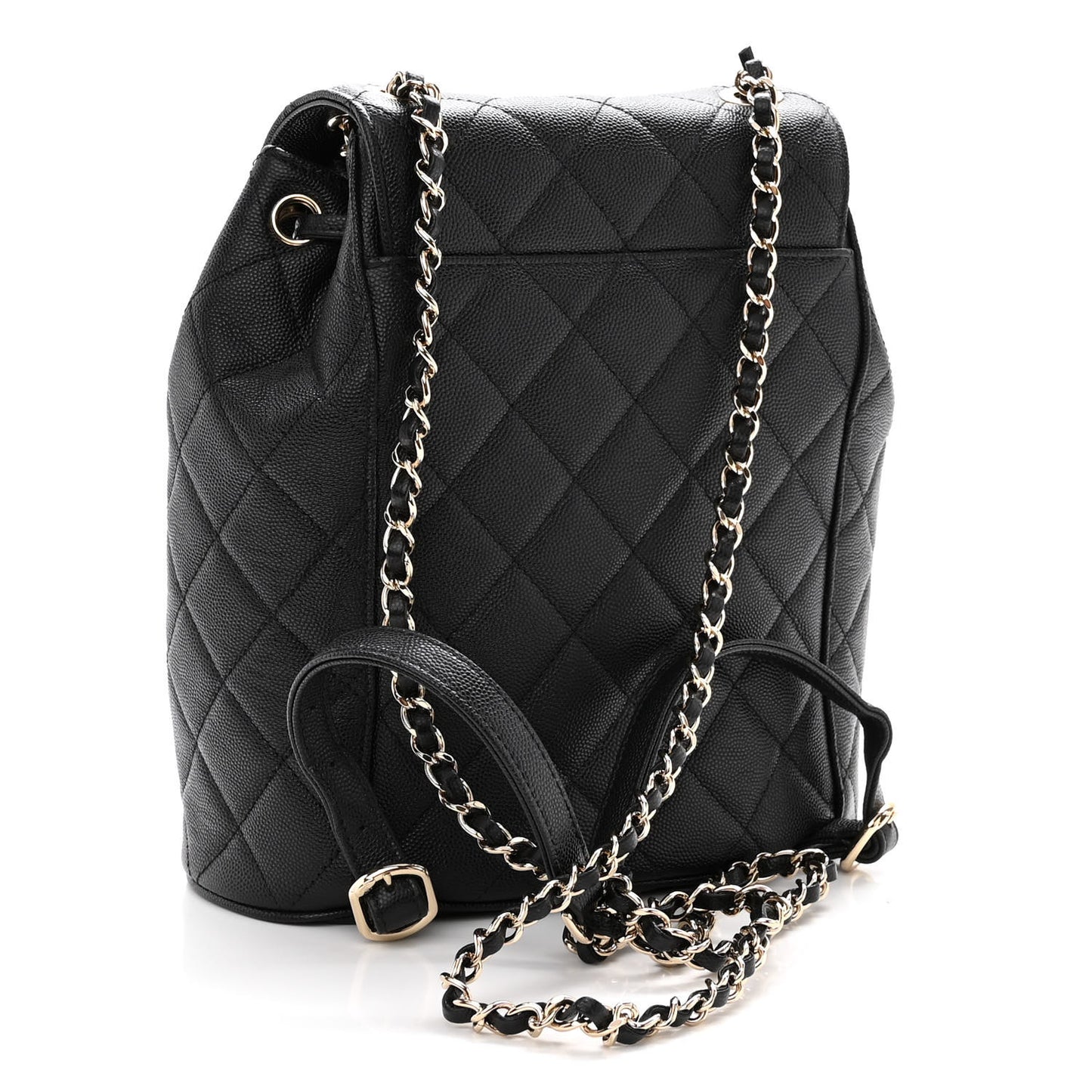 Lambskin Quilted Small Duma Drawstring Backpack Black