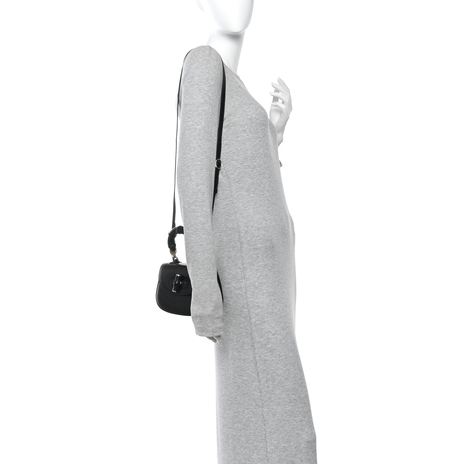 Gucci Boarded Dyana Lux Calfskin Web Monochrome Mini Bamboo 1947 Top Handle Bag Black 2 of 14