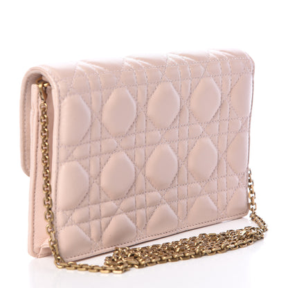 Christian Dior Lambskin Cannage Dioraddict Wallet on Chain Clutch Rose Poudre 3 of 11