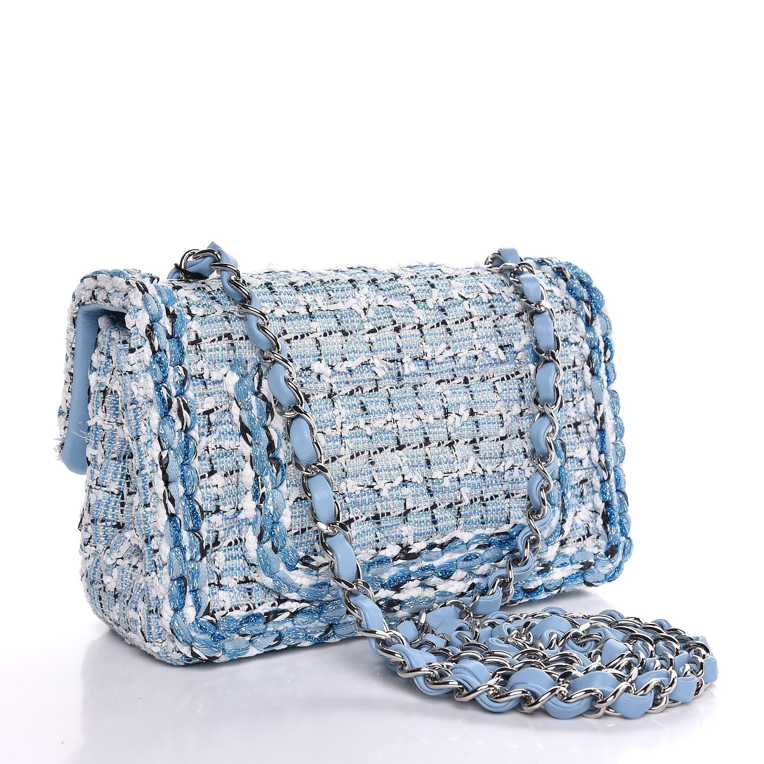 Chanel Tweed Braid Mini Flap Blue White Navy 3 of 7