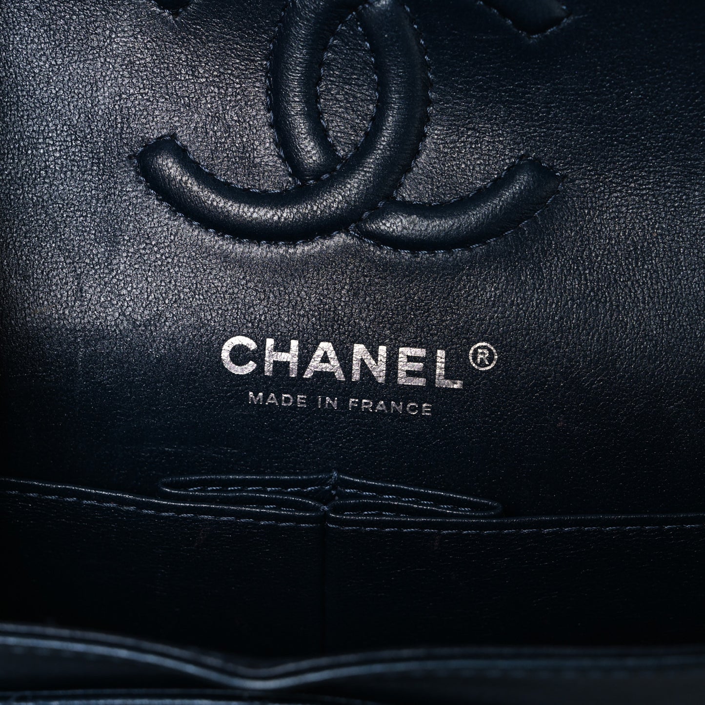 Iridescent Lambskin Quilted Small Double Flap Dark Blue