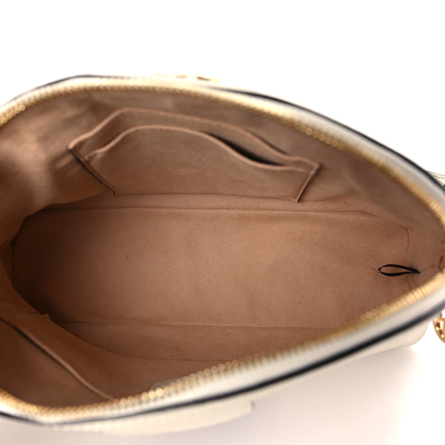 Textured Dollar Calfskin Web Small Ophidia Dome Shoulder Bag Mystic White