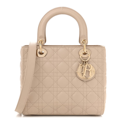 Christian Dior Lambskin Cannage Medium Lady Dior Beige 1 of 10