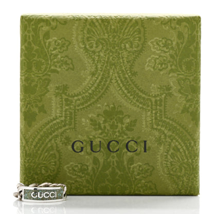 Gucci Sterling Silver Enamel Logo Chain Ring 53 6.5 Turquoise 6 of 6
