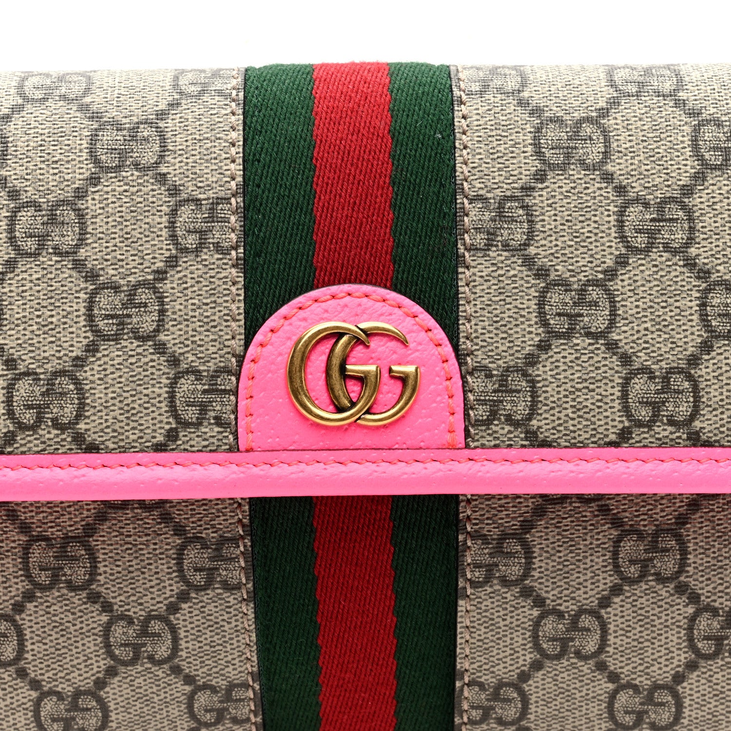 Gucci GG Supreme Monogram Web Small Ophidia Belt Bag 100/40 Beige Ebony Fluorescent Fuchsia 8 of 10