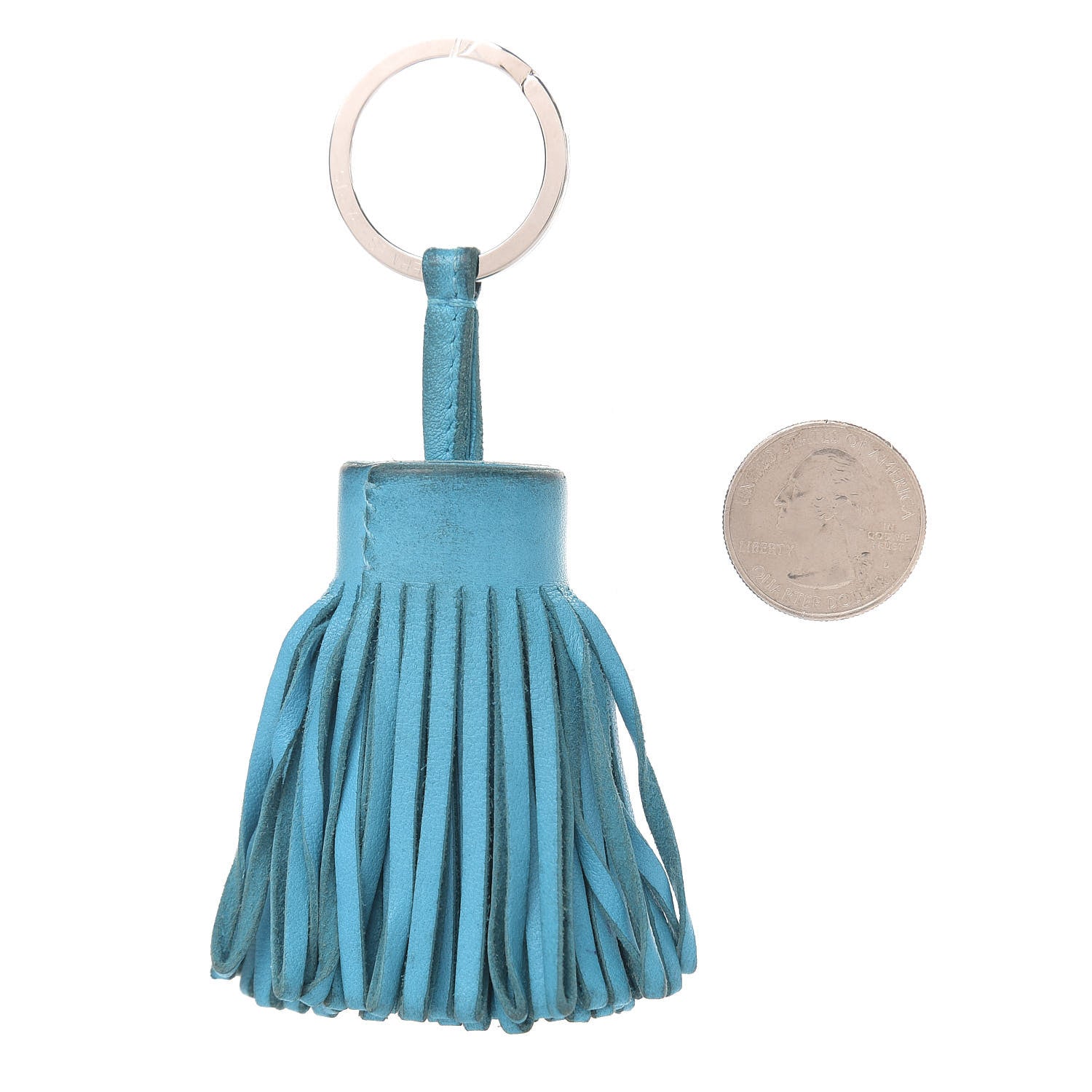 Hermes Lambskin Carmen Tassel Key Holder Bleu Azteque 2 of 7