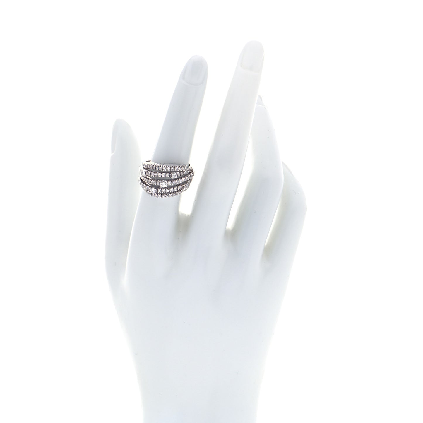 18K White Gold Diamond Notte di San Lorenzo Bombe Ring 55 7.25