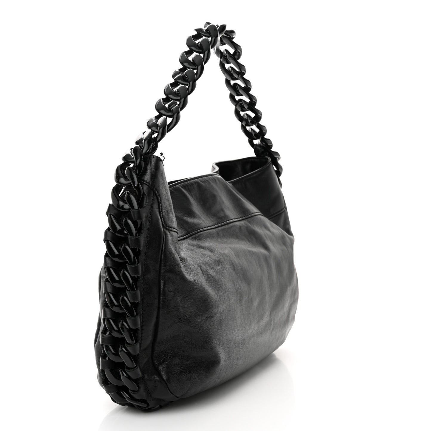 Calfskin Modern Chain Hobo Black