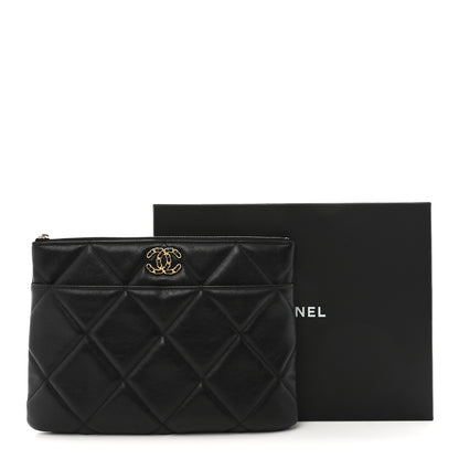 Chanel Goatskin Quilted Chanel 19 Pouch Black 8 of 8