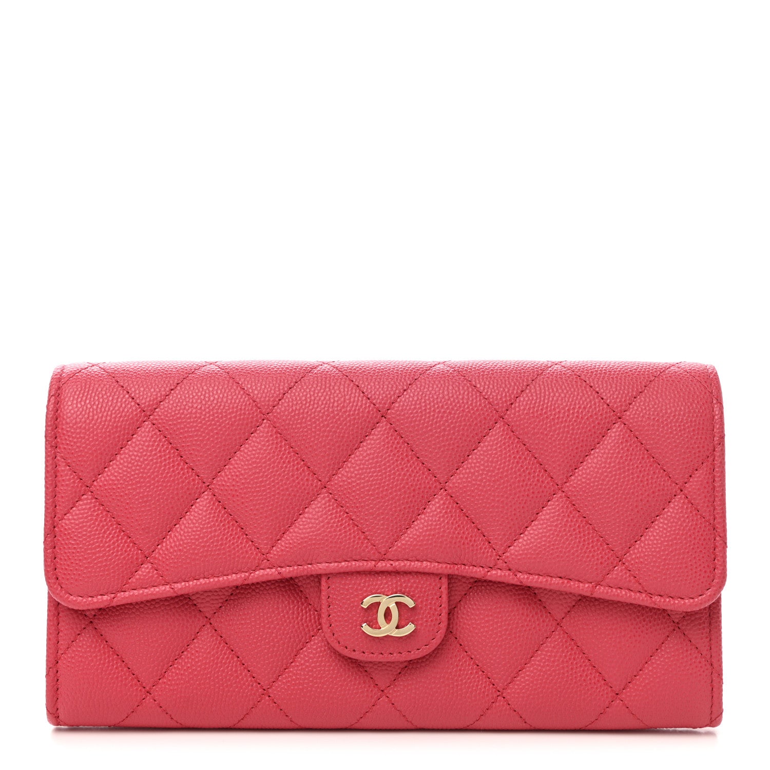 Chanel Caviar Quilted Large Gusset Flap Wallet Pink 1 of 8