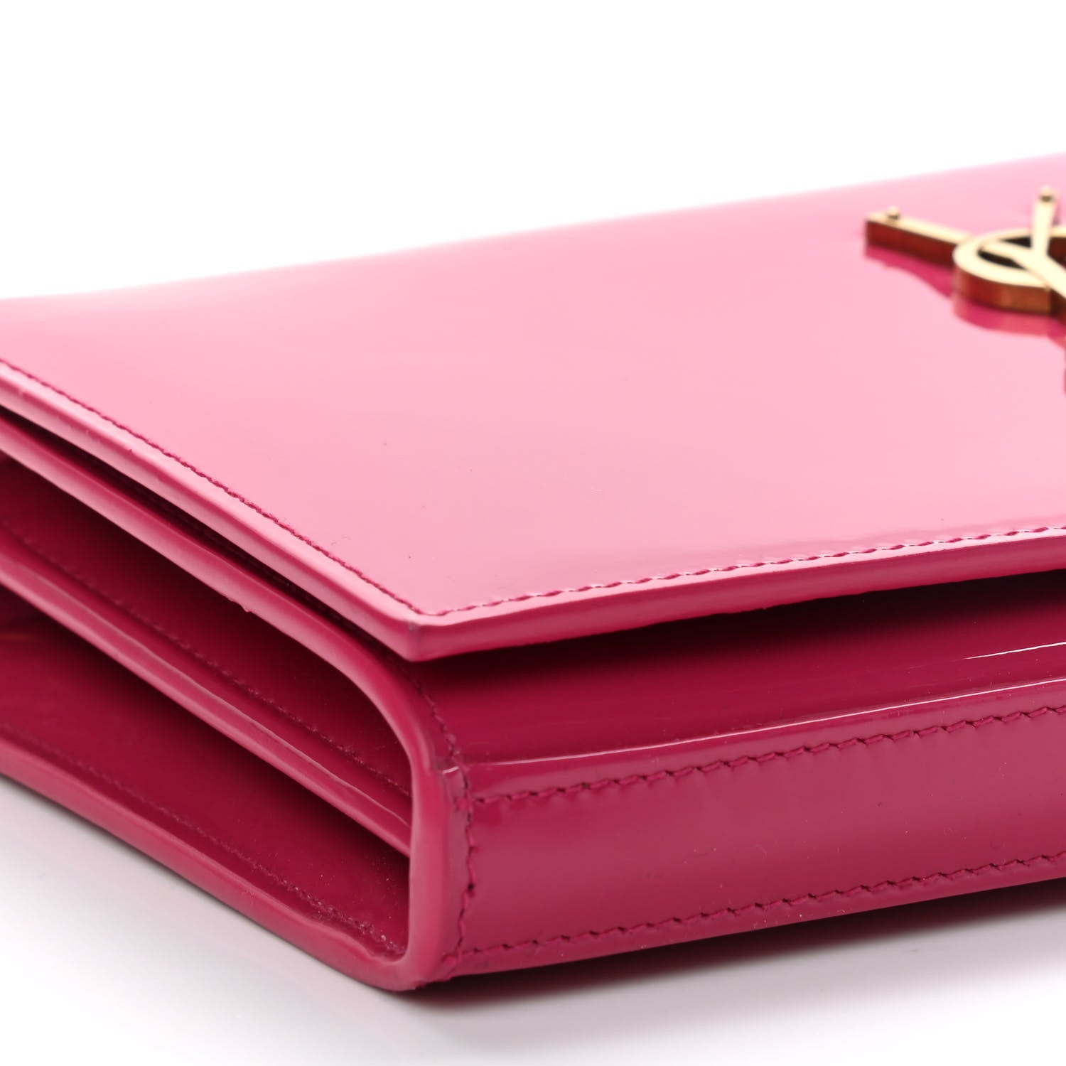 Saint Laurent Patent Calfskin Monogram Kate Wallet On Chain Fresh Fuxia 8 of 11