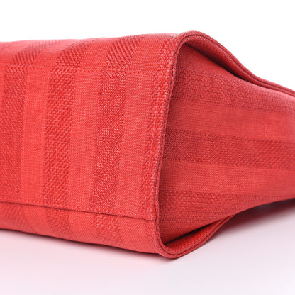 Chanel Straw Raffia Calfskin Striped Large Deauville Tote Red 9 of 10
