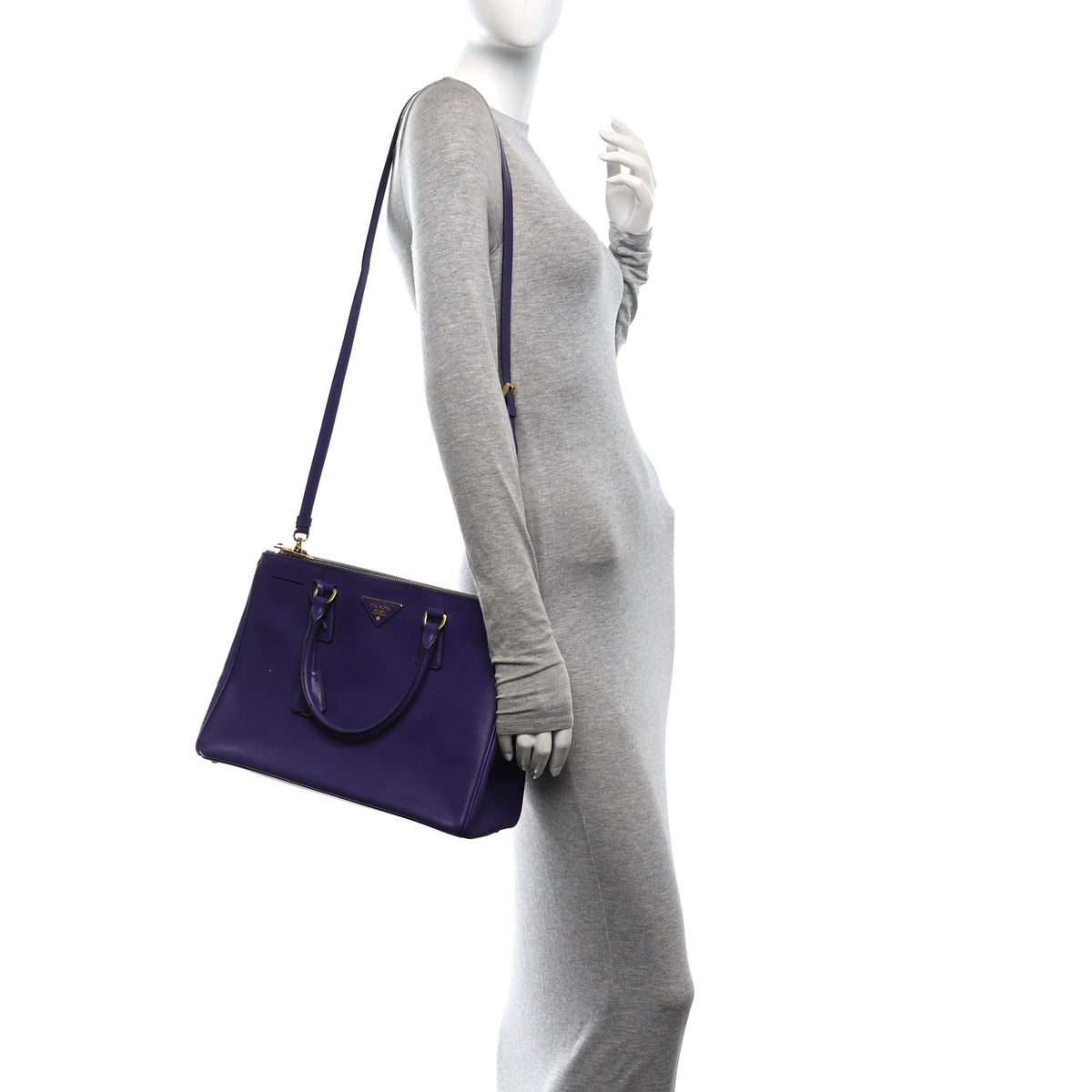 Prada Saffiano Medium Galleria Double Zip Tote Viola 2 of 13