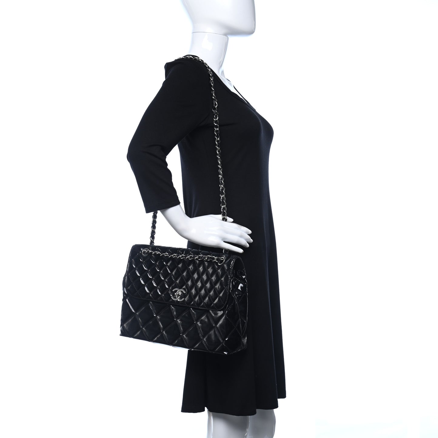 Vinyl Quilted In the Business Flap Bag Black