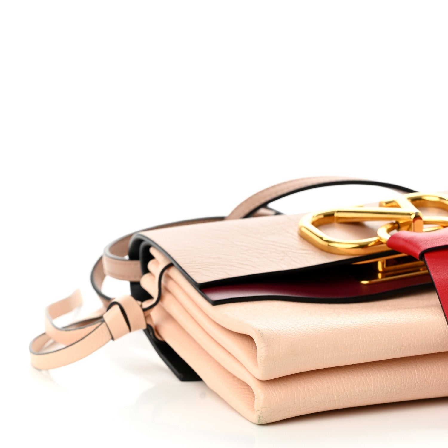 Valentino Garavani Smooth Calfskin Small VRing Crossbody Bag Rose Cannelle Light Ivory Cerise 9 of 11