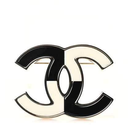 Chanel Enamel CC Brooch Black White 1 of 3