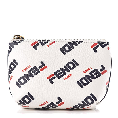 Fendi X FILA Vitello Mania Small Pyramid Cosmetic Case White Blueberry 1 of 7