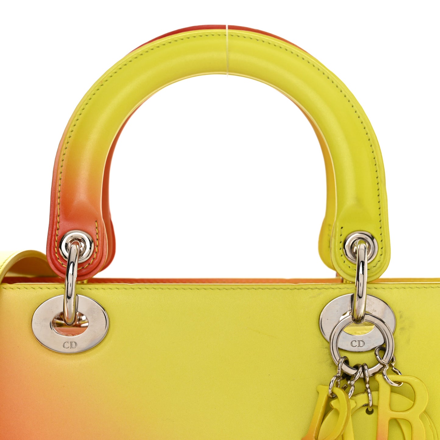Box Calfskin Gradient Medium Lady Dior Yellow Orange